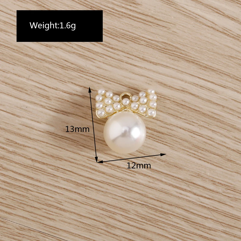 5pcs 12x13mm Cute Pearl Bowknot Charms for Jewelry Making Women Fashion Drop Earrings Pendants Necklaces DIY Bracelet Craft Gift