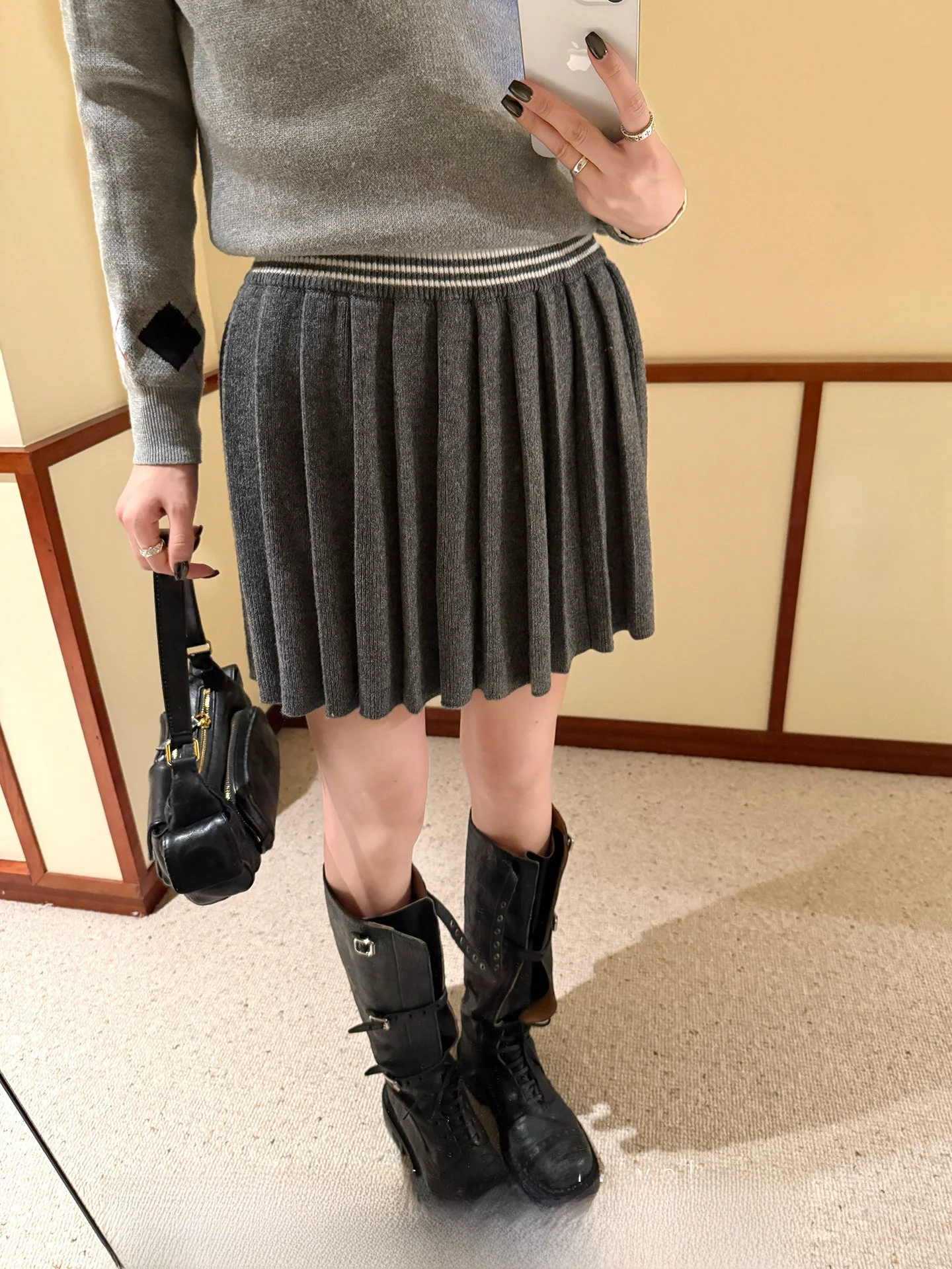 

Xzichic Australian Wool Miu Series f Skirt Autumn Winter New Sle ort A-Line Pleated Women's Skirt Casual Knitted Nylon...