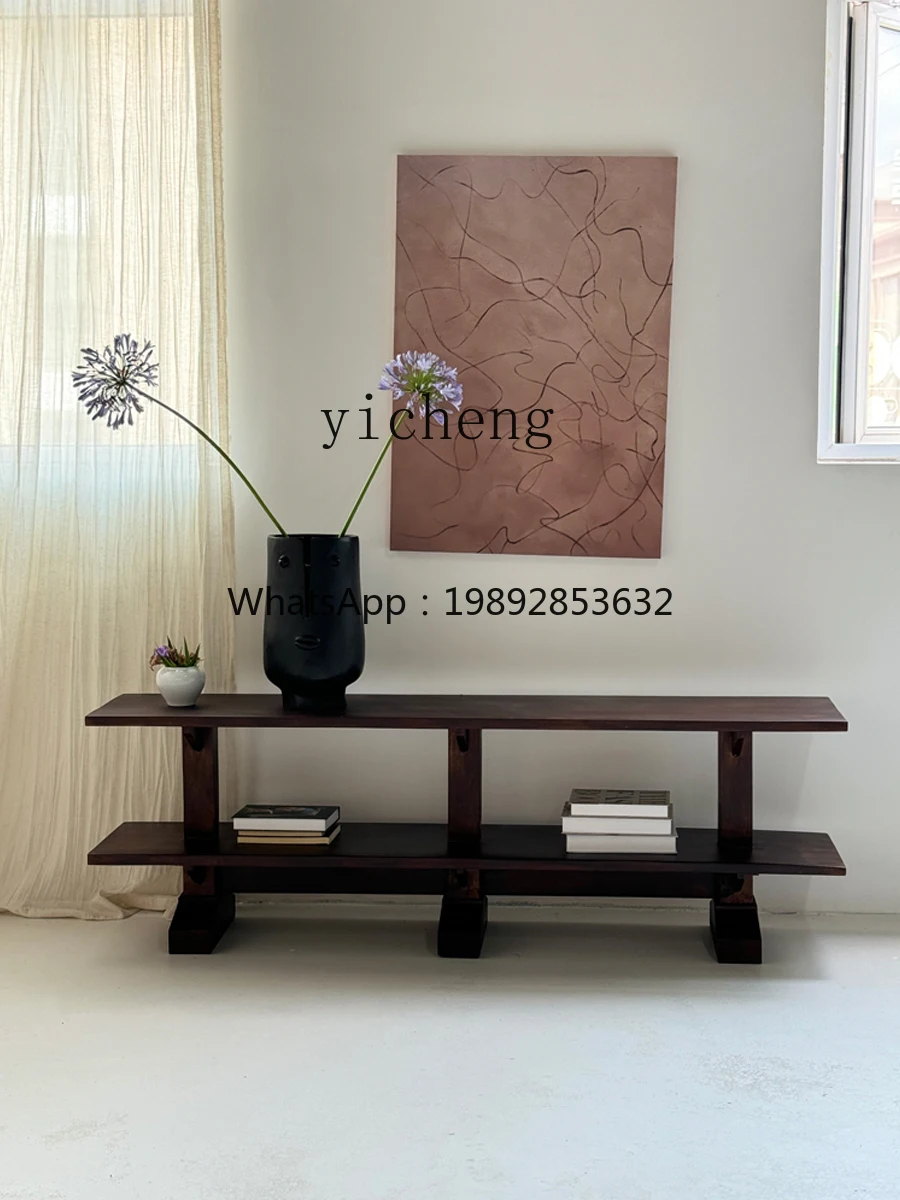 

Solid Wood Hallway Shelf Retro Floor Display Rack Middle-Ancient Living Room Wall Multi-Layer Bookshelf
