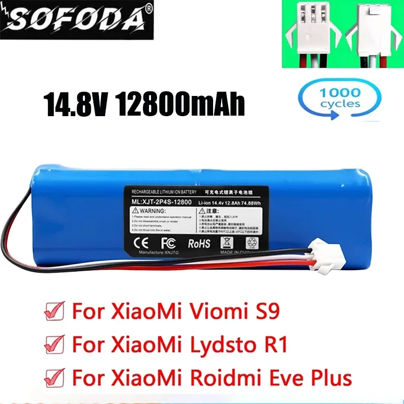 

Replacement For XiaoMi Lydsto R1 Roidmi Eve Plus Viomi S9 Robot Vacuum Cleaner Battery Pack Capacity 12800mAh Accessories Parts