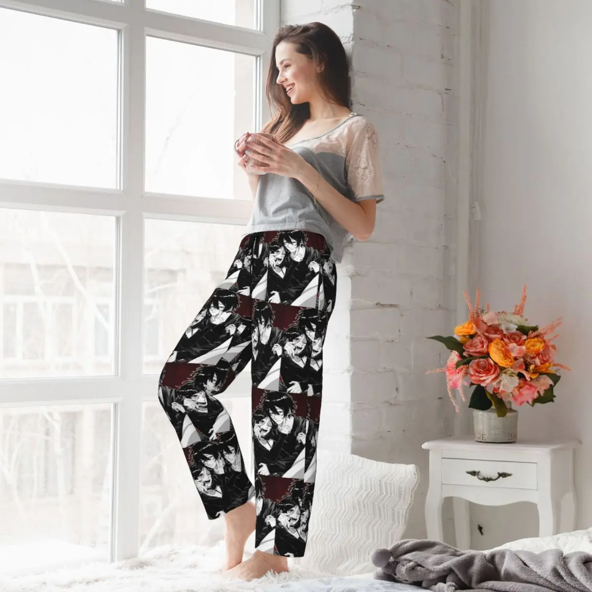 Custom The Coffin Of Andy And Leyley Pajama Pants Sleepwear Women Elastic Waistband Horror Puzzle Game Sleep Lounge Bottoms view 6