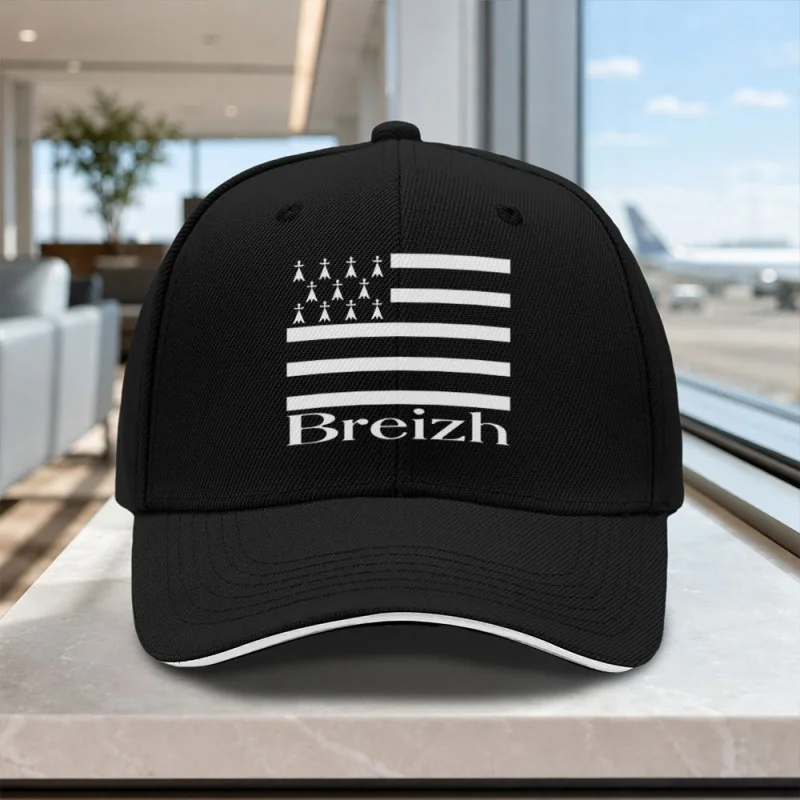 Adjustable Sandwich Brim Baseball Cap with Breton Flag Print – Lightweight Unisex Hat for Men & Women, Hand Washable