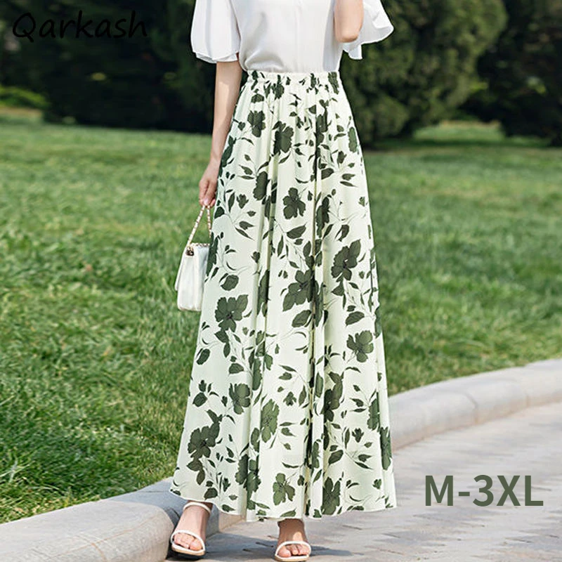 Skirts Women M-3XL Floral Chiffon Holiday Beach Soft Elegant Design Bohe Female Tender Summer Faldas Popular Leisure New Clothes