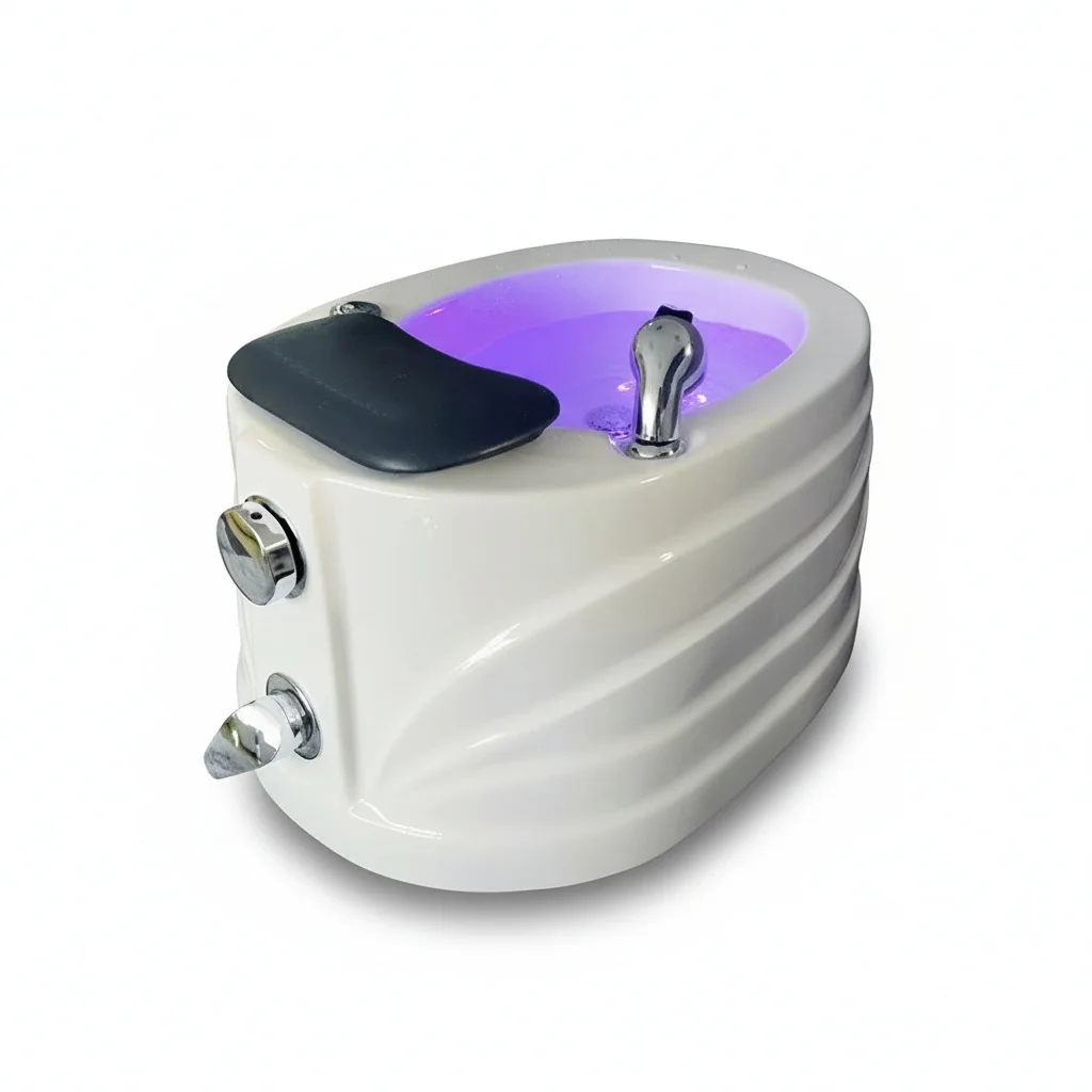 Pedicure Spa Basin, Acrylic Fiberglass Pedicure Bowl, Whirlpool Foot Bath, Salon Massage Sink, Indoor Colorful Light Foot Spa