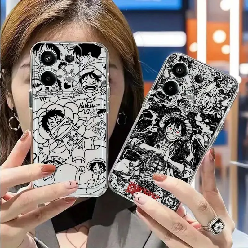 

One Piece Line Pattern Phone Case For Xiaomi Mi Poco F2 F3 F4 F5 F6 X5 X6 X7 Pro TPU Protection Transparent
