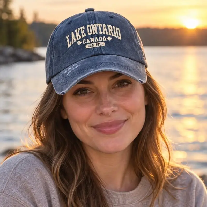 2026 New Distressed Baseball Cap with Maple Pattern Wash Cotton Sun Hat
