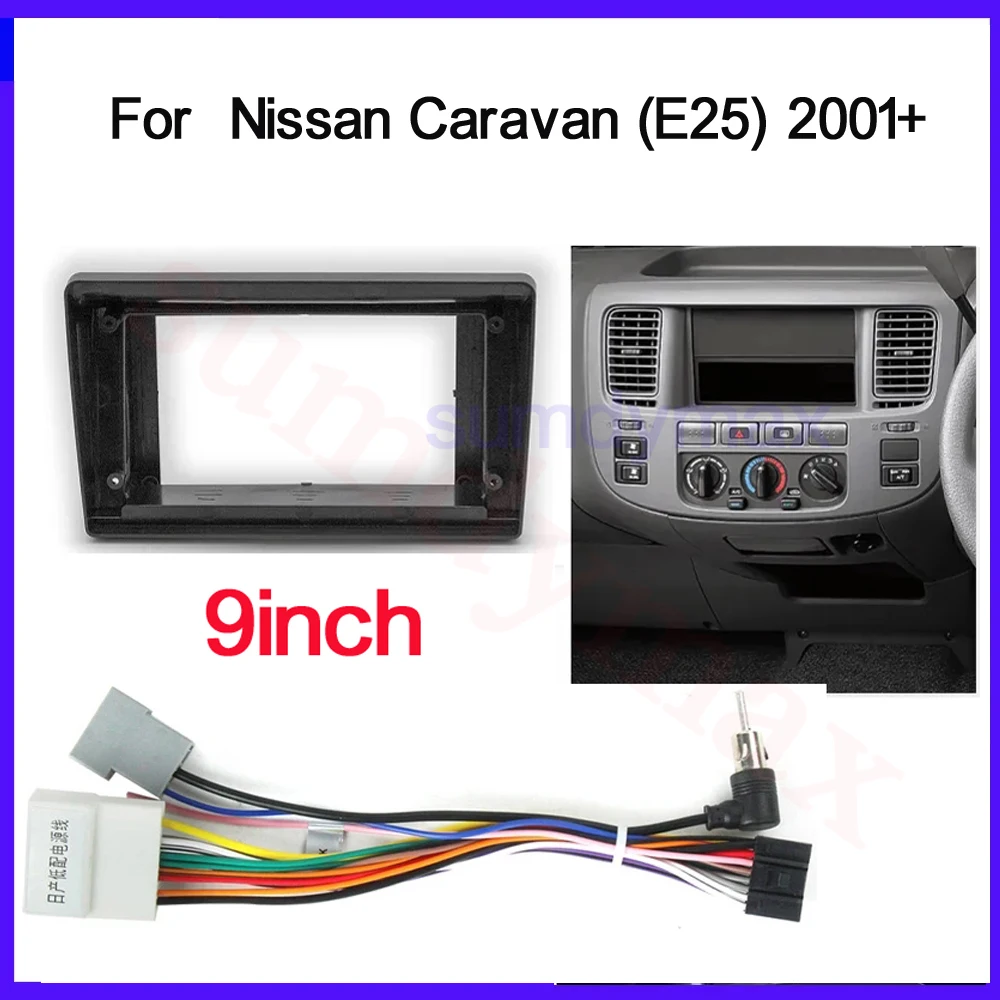 9 inch Android Audio Frame With Cable For Nissan Caravan C25 E25 2001+  Car Auto ABS Radio Dashboard GPS Stereo Panel Frame