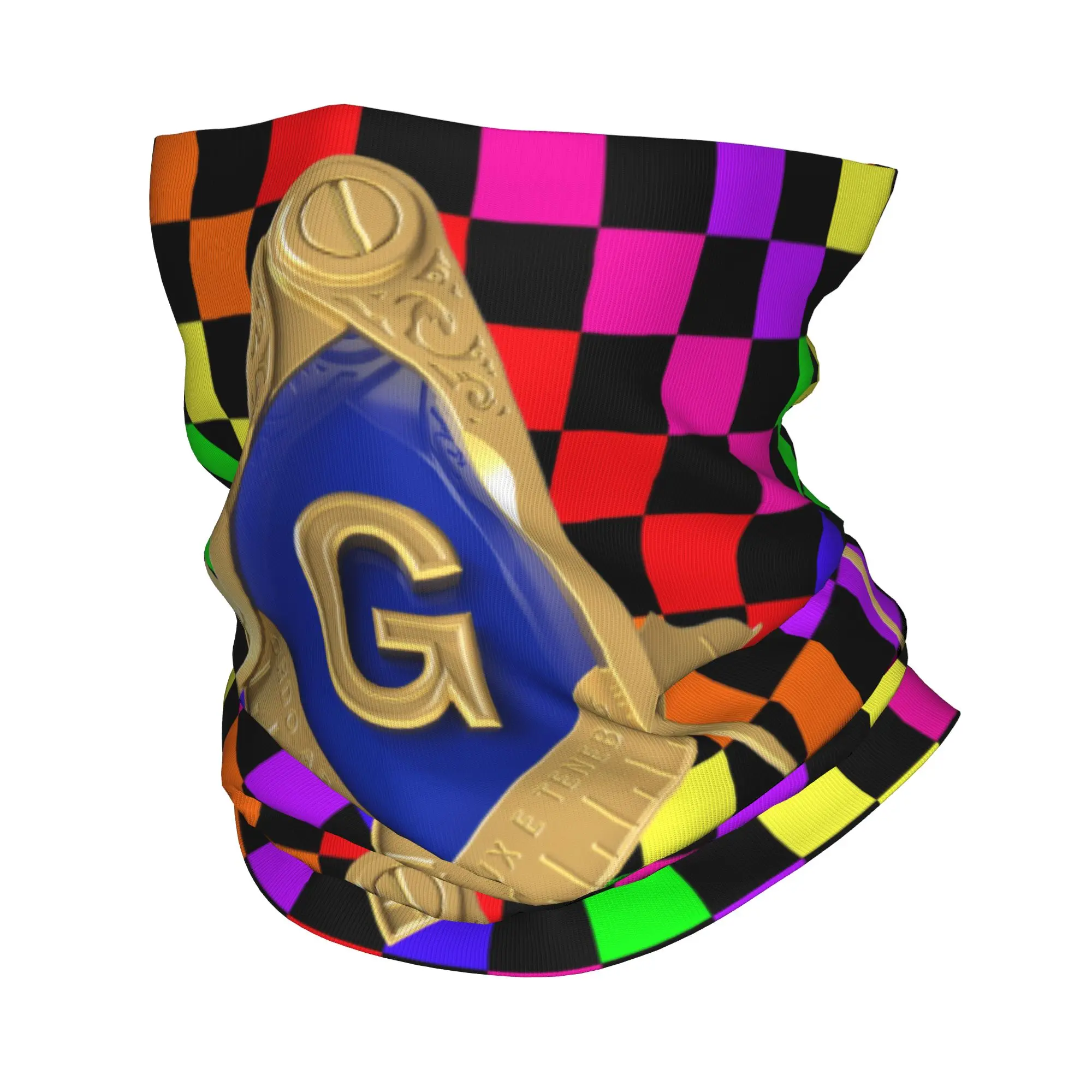 

Масонский черный Радужный шахматный узор, бандана, гетры, ветрозащитный шарф для лица, повязка на голову в клетку тартан, трубка, Балаклава