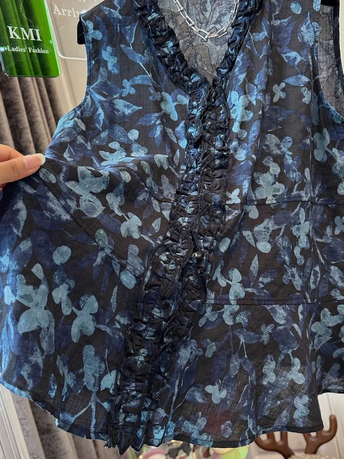 Luźna kamizelka damska z kwiatowym wzorem, dekolt w serek, letnia, modna, w stylu vintage, swobodna, top z efektem drapowania, designerski hit, na cel...