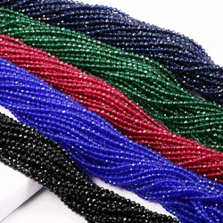 5 Strings Natural Spinel Stone Beads Faceted Round Crystal Spacer Glass Beads Bracelet DIY Jewelry Making Bracelet Necklace