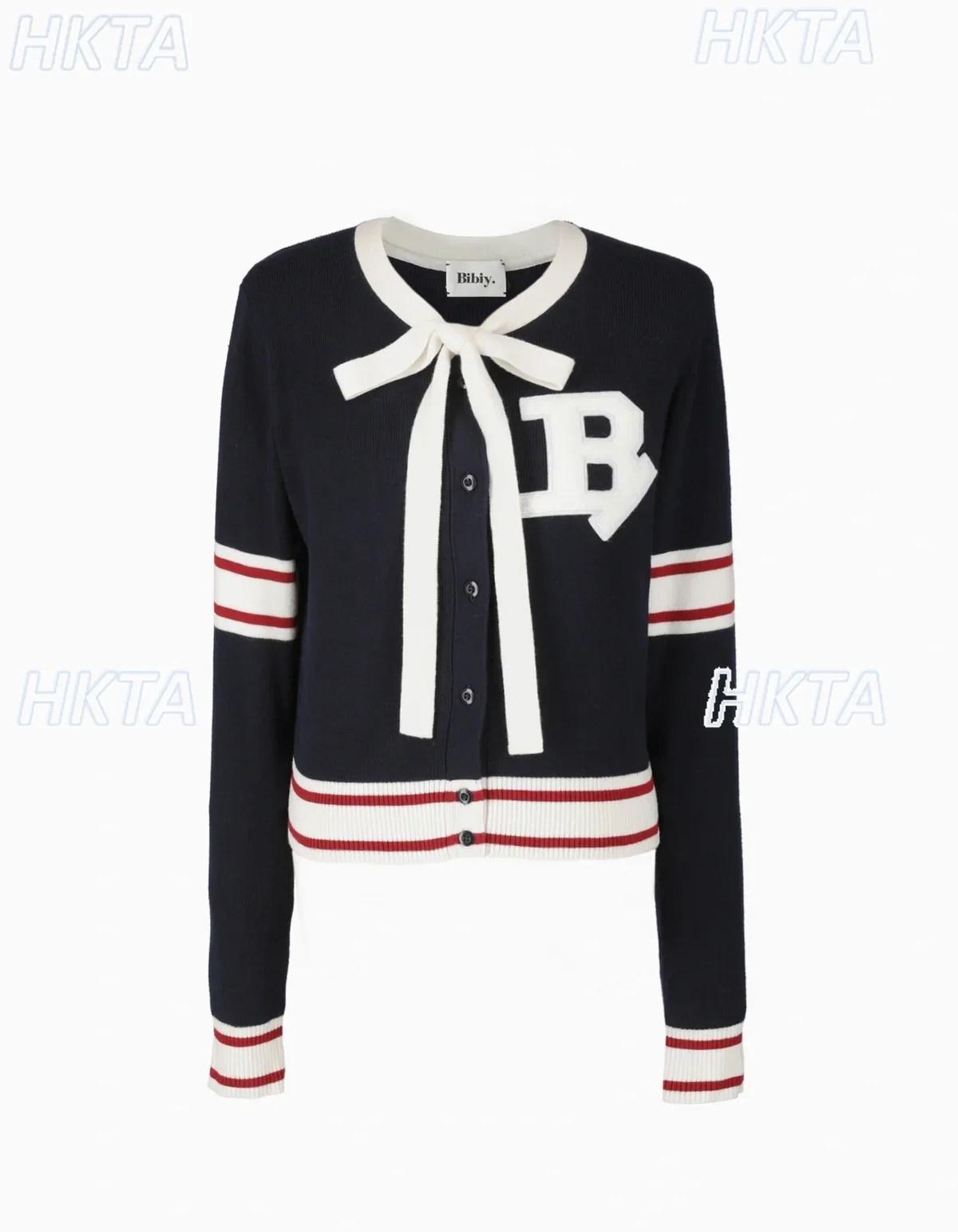 Japanese College Casual Versatile Color Matching Short Coats Sweet Elegant Bow Letter Embroidery Knitted Cardigan Jacket Women - view 6