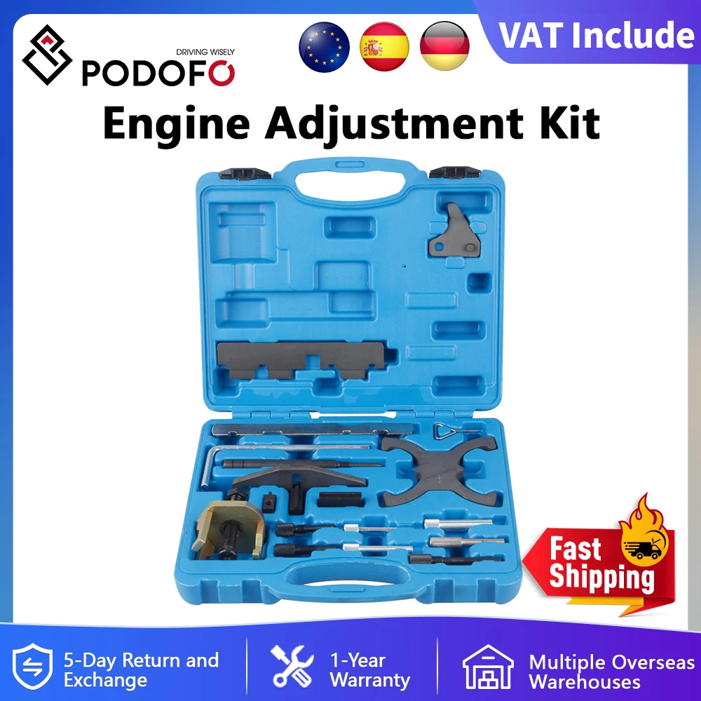 Podofo Engine Tool Camshaft Flywheel Locking Tools Engine Adjustment Kit For Mazda Ford 1.4 1.6 1.8 2.0 Di/TDCi/TDDi ECOBOOST