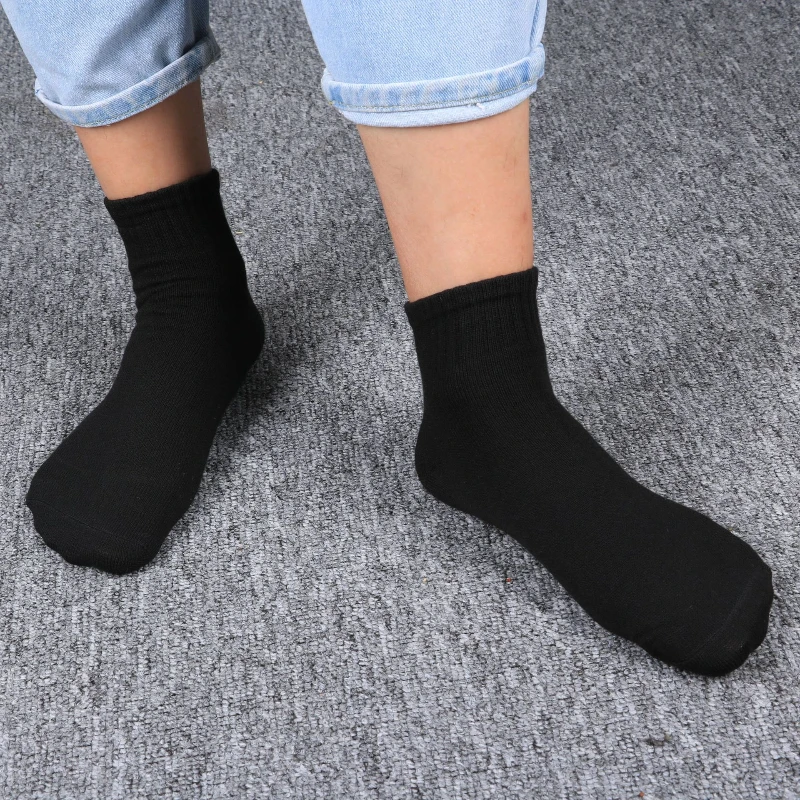 5Pair/Lot Men Socks Male Business Solid Color Tube Calcetines Breathable Crew Mid Thin Socks Black White Spring Summer