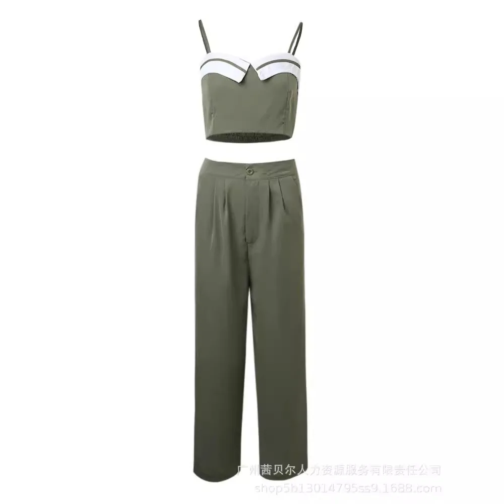 Crop Cami Top & geraffte Tasche Design Hosen Set Frauen zweiteilig Set Trainings anzug elegante Streetwear Crop Tops y2k passende Sets