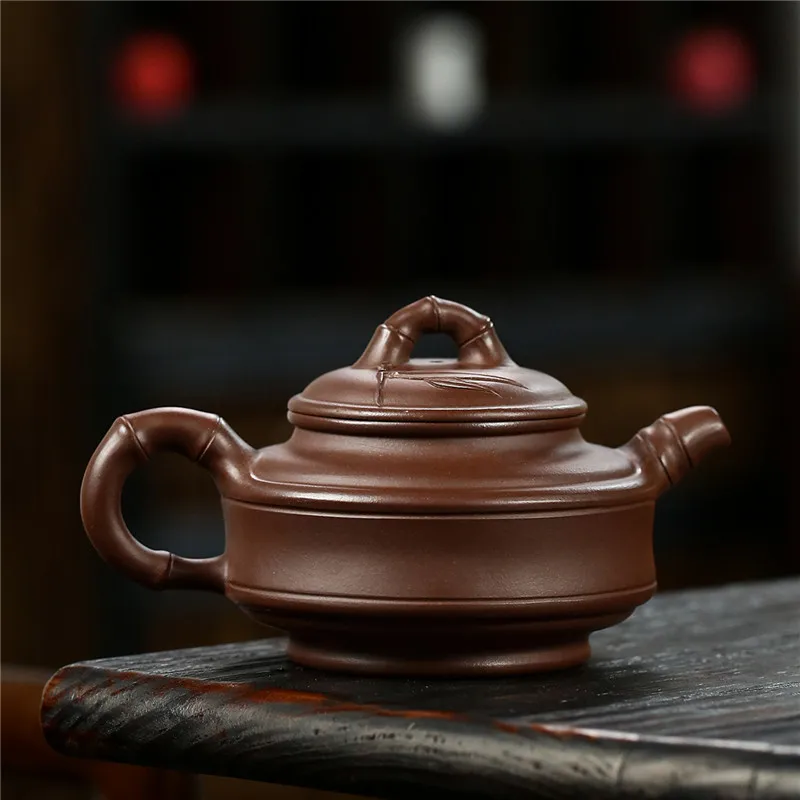 Yixing Purple Clay Pot Origin Original Mine Bottom Trough Clear Double Line Bamboo Drum Kung Fu Tea Gift Invitation