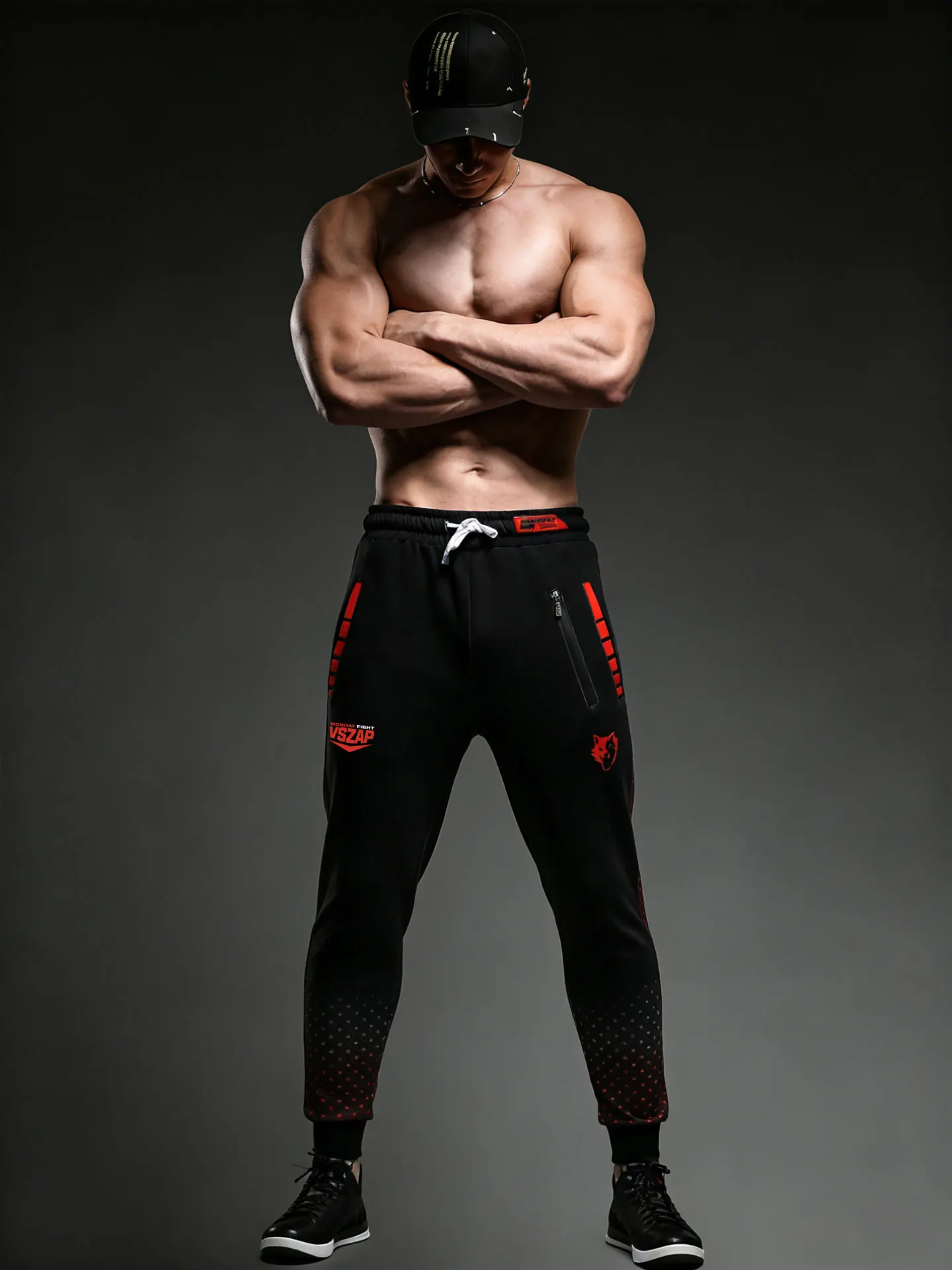 

Мужские спортивные брюки VSZAP: быстросохнущие, эластичные, черные, длинные, весна-осень, облегающие, для тренировок, с завязками, деловой стиль