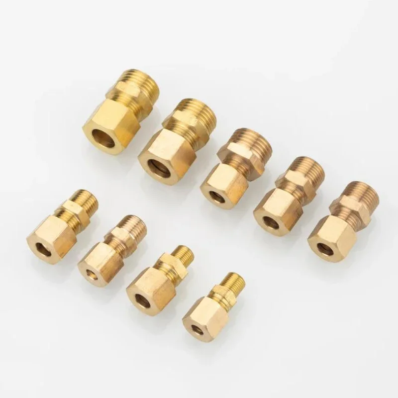 Messing-Kompressionsrohrverbinder 1/8-1/2" Außengewinde Ferrule-Verbinder für Kupferrohr, Luftbefeuchter, Textilmaschinen – Detail 4