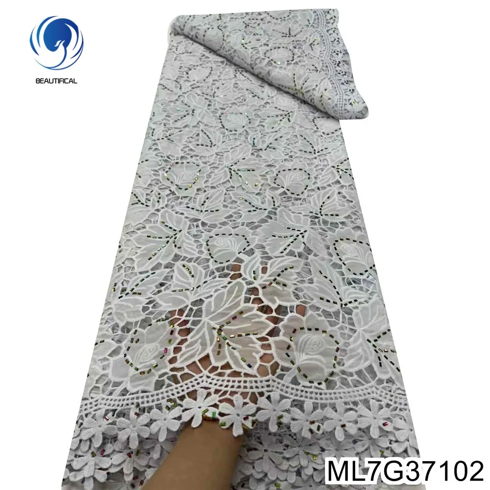 

Новое французское изысканное вечернее платье из шифона с бриллиантами и вышивкой, водорастворимое кружево из Нигерии ML7G371