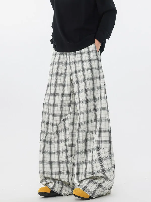 

Мужские повседневные брюки TANGZ Studio в американском ретро-стиле, деконструированные, в клетку, широкие, свободные, прямые, длинные