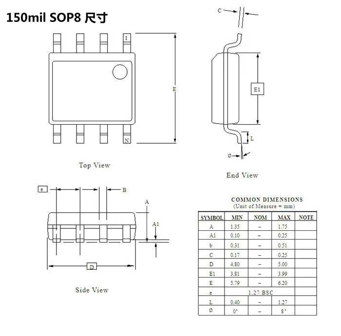 Black clamshell 150mil SOP8 SOIC8 test socket IC socket Clamshell Adapter socket (Back pin SMD) SMT test socket