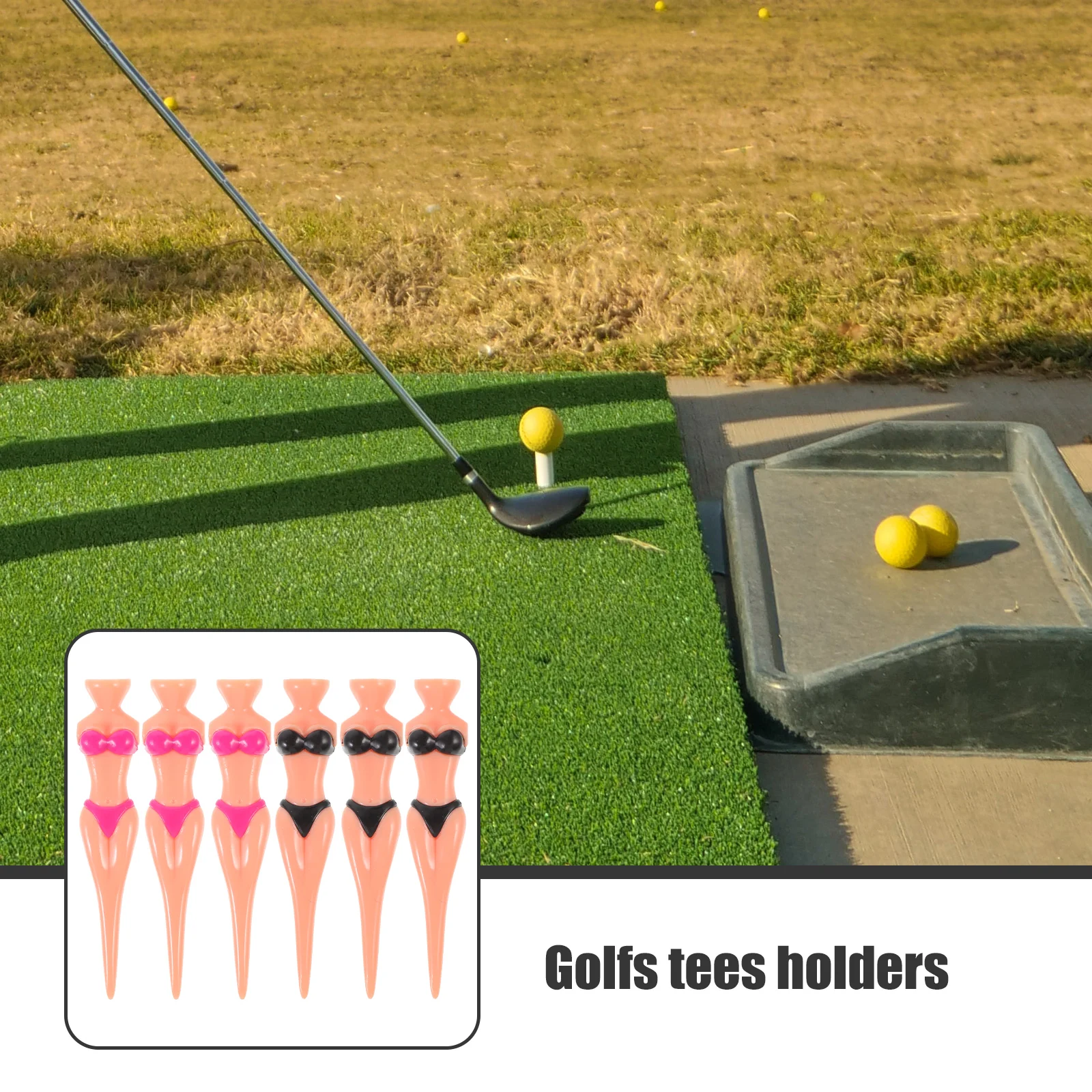 

6pcs Tees Golf Lady Shape Pink Durable Plastic Golf Ball Holders Training Practice Equipment Golfstees Holders