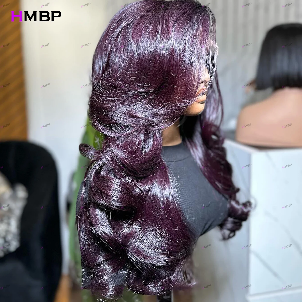 Ombre Black Purple Color Perruques Cheveux Humains Glueless Lace Front Wig Human Hair Body Wave 360 Hd Lace Front Wig For Women