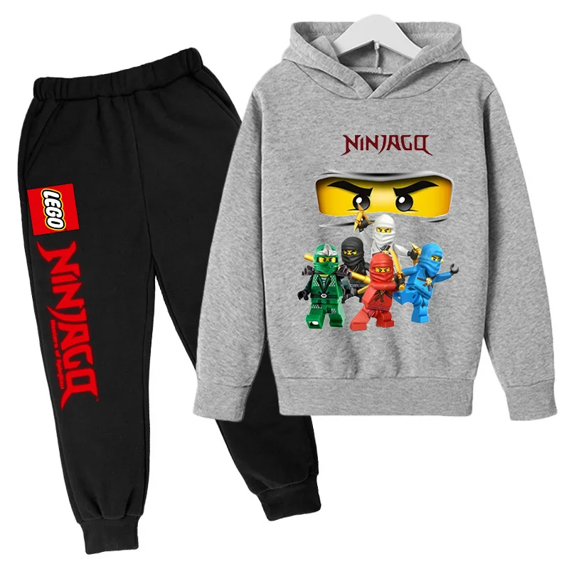 Game Lego 3-14 Year Old Children's Autumn/Winter Set Creative Printed Outdoor Sports Warm Hoodie+Sports Pants Two Piece Set