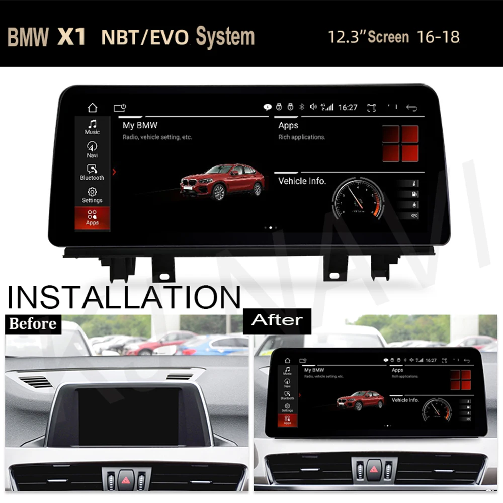 Android 14 da 12,3 pollici per BMW X1 F48 X2 F49 (2016- 2017) NBT e 2018 -2020 Sistema EVO Lettore per auto Navigazione GPS Video multimediale