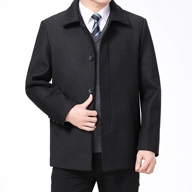 

New Arrival Fashion Autumn and Winter Casual Lapel Coat Woolen Men's Clothing Overcoat Men Size M L XL 2XL 3XL 4XL