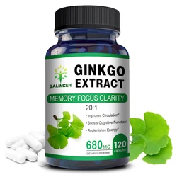 Organic Ginkgo Biloba helps maintain alertness and sharpness, improves concentration and memory, vegetarian dietary supplement