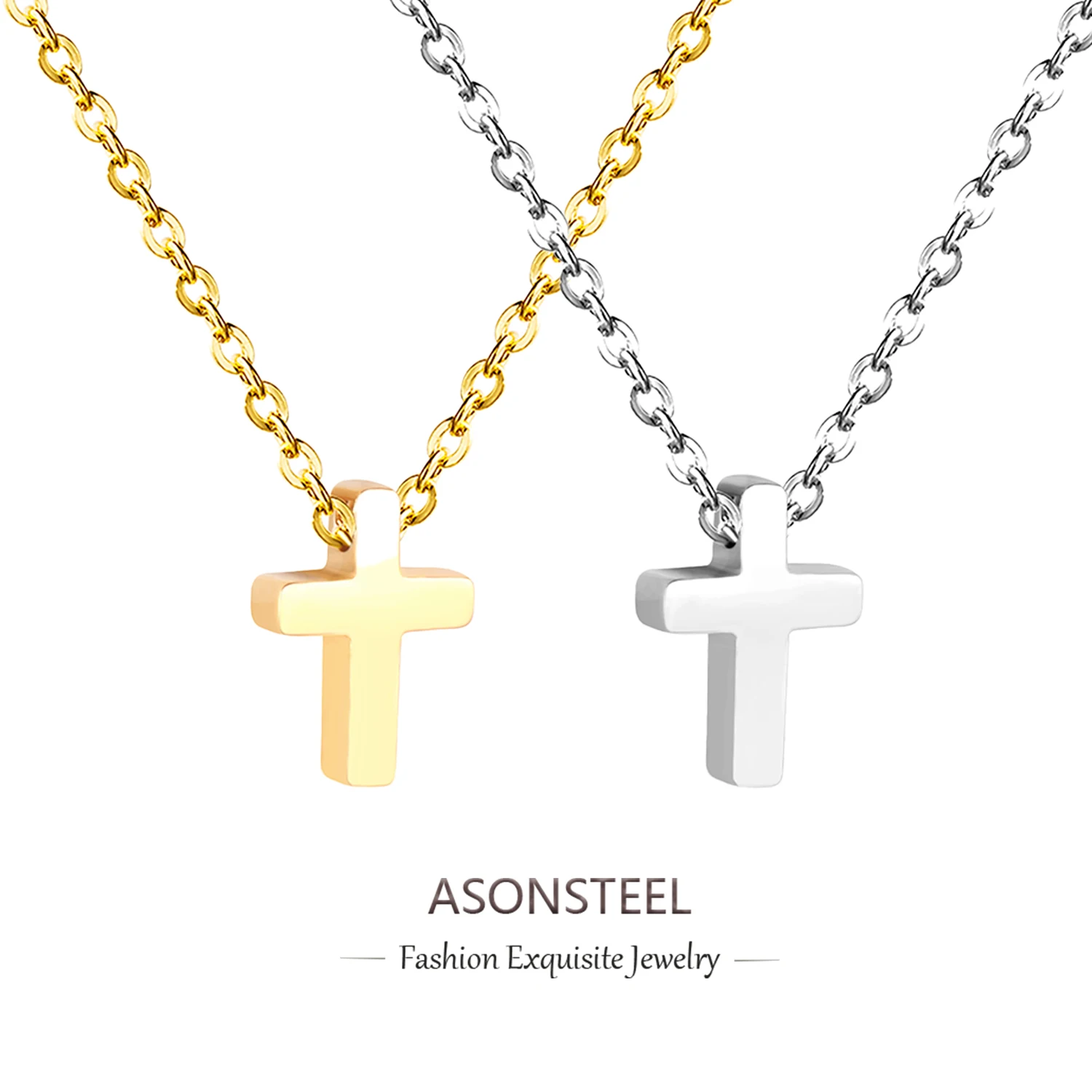 ASONSTEEL Stainless Steel Cross Pendant Necklace For Women Men Minimalist Jewelry Male Female Necklaces Chokers Gifts Hiphop