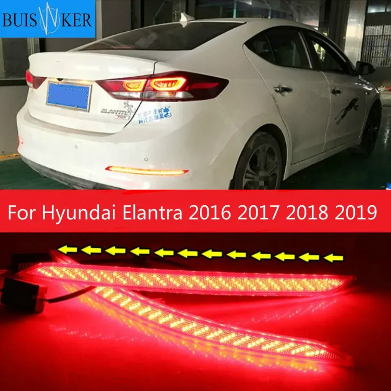 

2pcs For Hyundai Elantra 2016 2017 2018 2019 LED Rear Light Brake Lamp Taillight Back Fog Light Warning Light Reflector