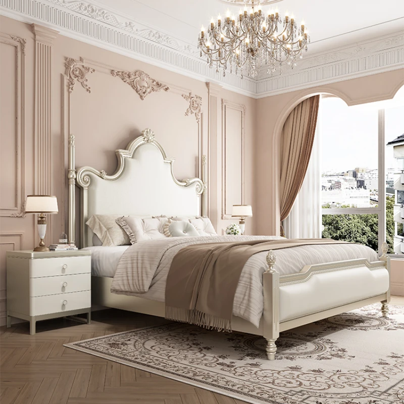 

European King Size Bed Luxury Modern Aesthetic Comferter Princess Bed Double Villa Modern Princess Cama Solteiro Hotel Furniture