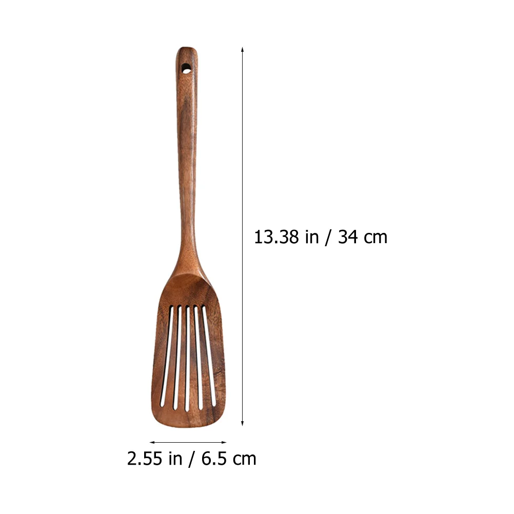 

2Pcs Wooden Spatula Set Non-Stick Kitchen Utensil Heat-Resistant Long Handle Cooking Tool Creative Design Hanging Hole
