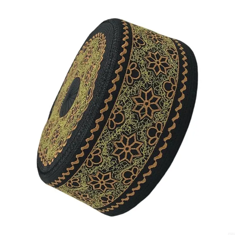 

P88A Adult Men Embroidered AbayaPrayer Hat Traditional Indian Round Hat Turban Caps