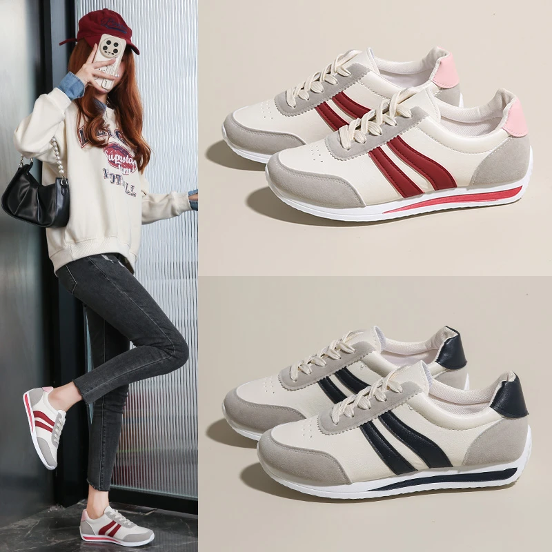 

New 2025 Women's Sneakers Brand Shoes Summer Trend Casual Platform Sneakers Female New Striped Large Vulcanized Shoes Comfort