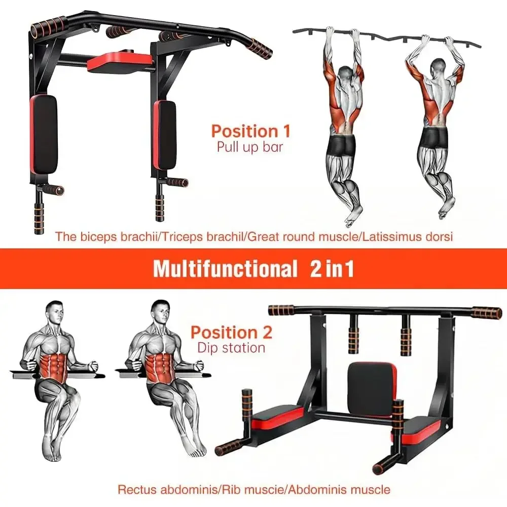Indoor Wall-Mounted Pull-Up Bar - Horizontal Exercise Bar for Home Gym, Chin-Ups, and Punching Bag