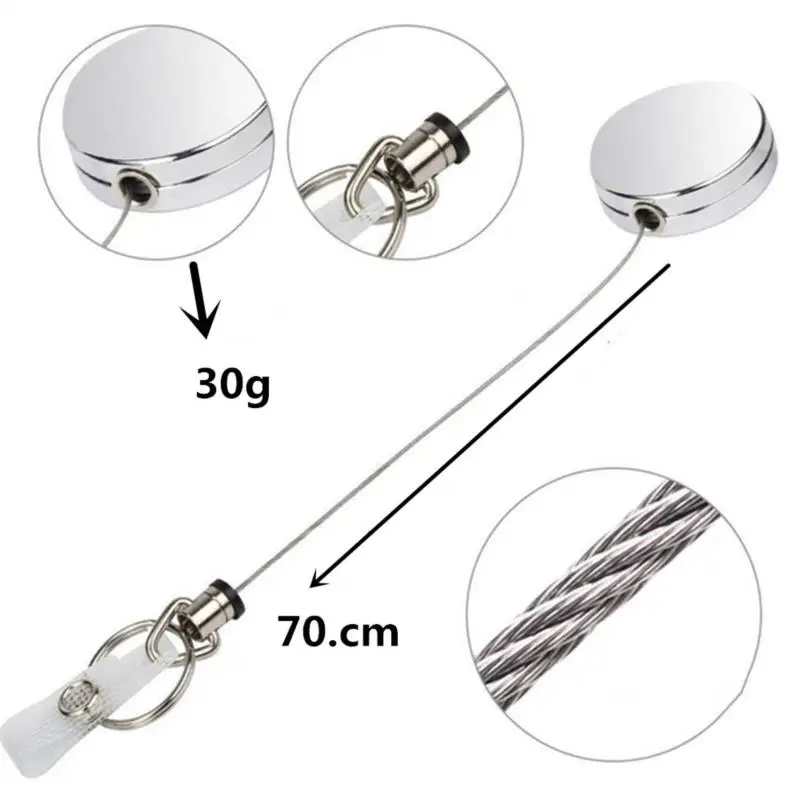 Resilience Steel Wire Rope Retractable Alarm Key Ring Elastic Keychain Recoil Sporty Anti Lost Guard Against Theft Pass ID Card