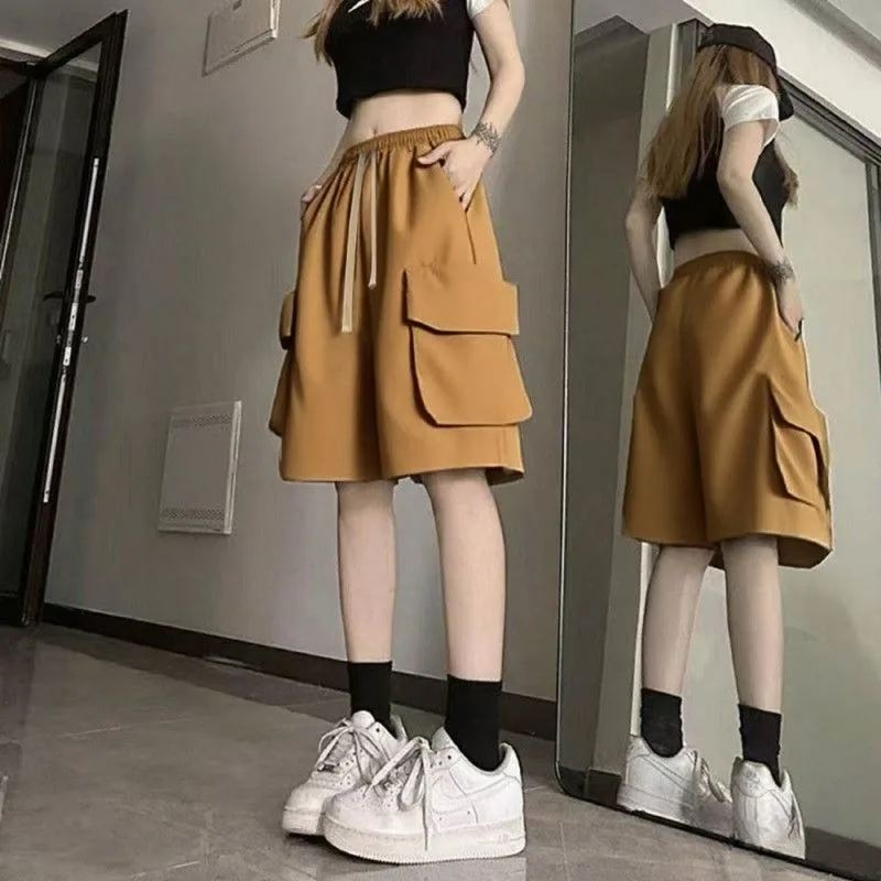 

Women's Fashion Cargo Shorts Loose Wide Leg Knee Length Casual Shorts