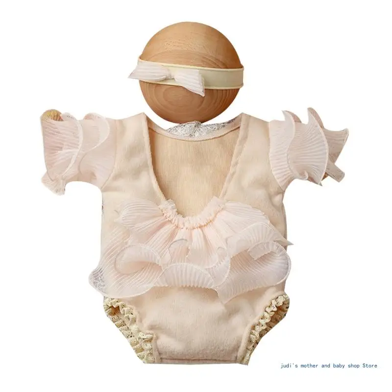 Baby Photo Props Photostudio Clothes Bowknot Headband Romper Newborn Shower Gift