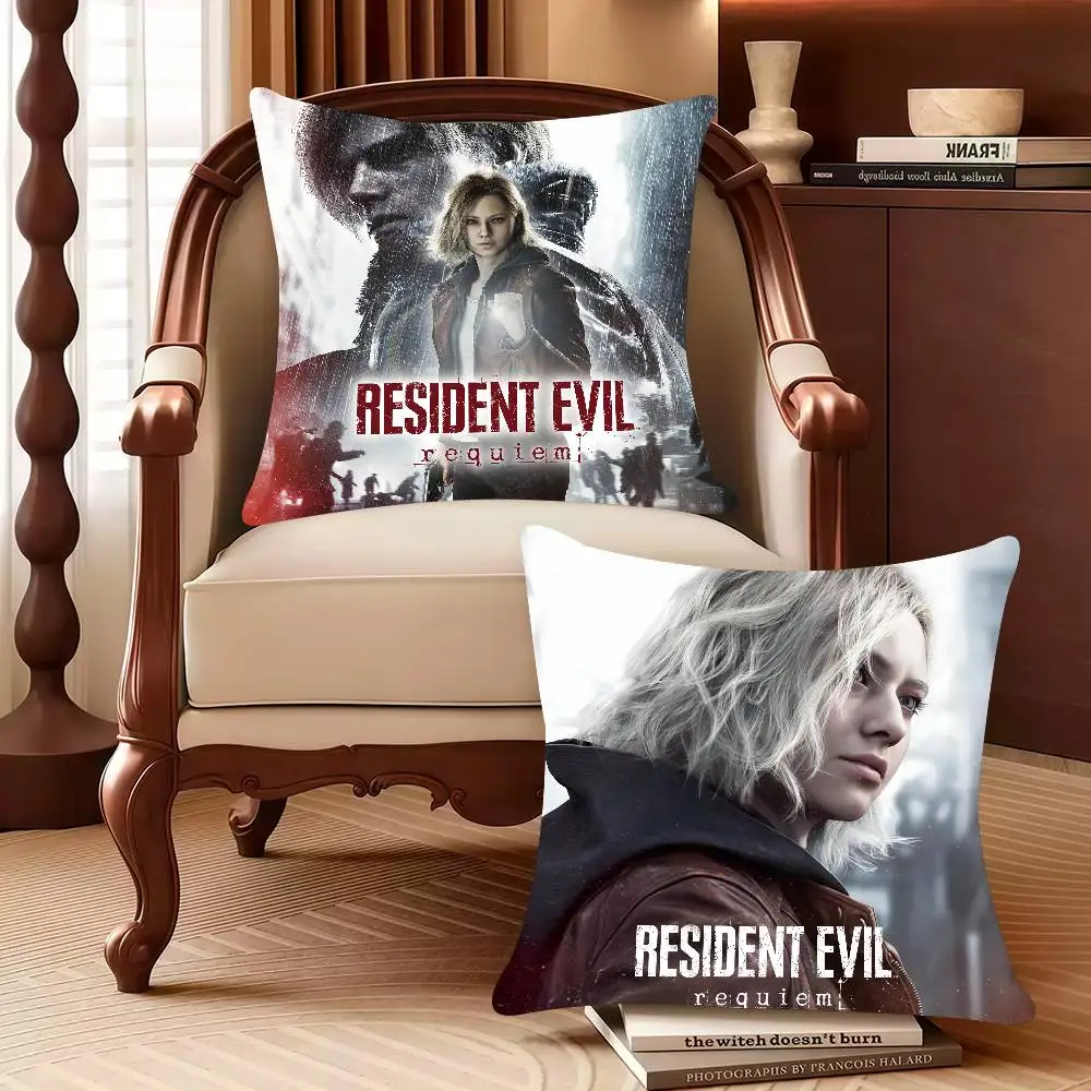 R-Resident Evil Game R-Requiem Leon  Pillow Case Decor Protective Covers Comfortable soft for Sofa Living Room Home office
