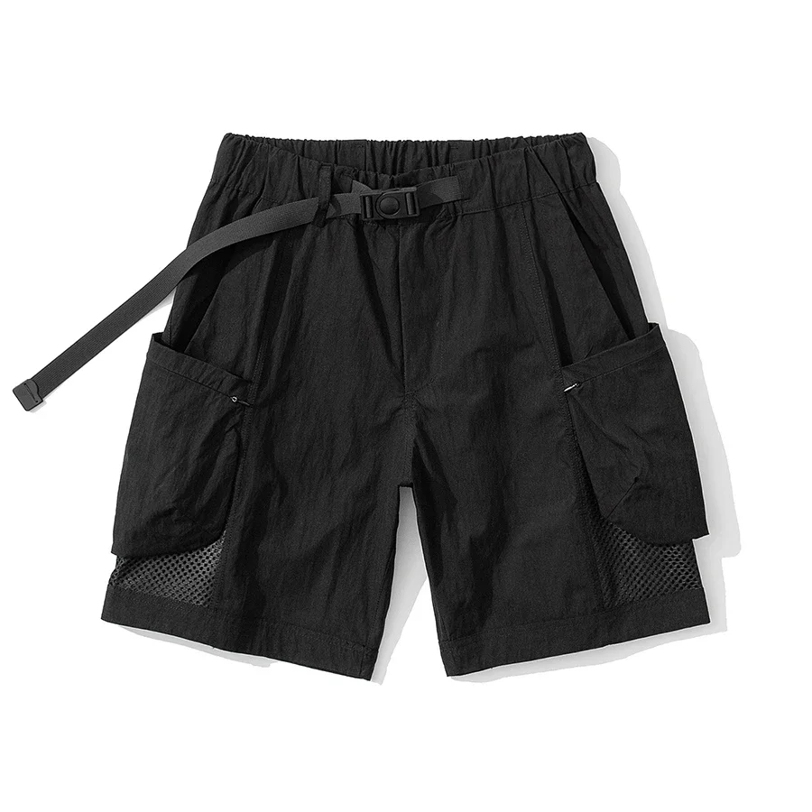 Short cargo vintage à séchage rapide pour homme, streetwear Harajuku, jogging décontracté, ceinture d'épissure de sport de plein air, mode adt