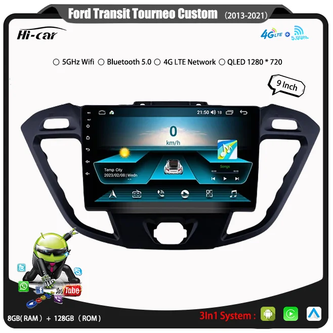

Car Radio for Ford Transit Tourneo Custom 2013-2021 2 Din Wireless Carplay Android Multimedia Player Screen Head Unit Navigation