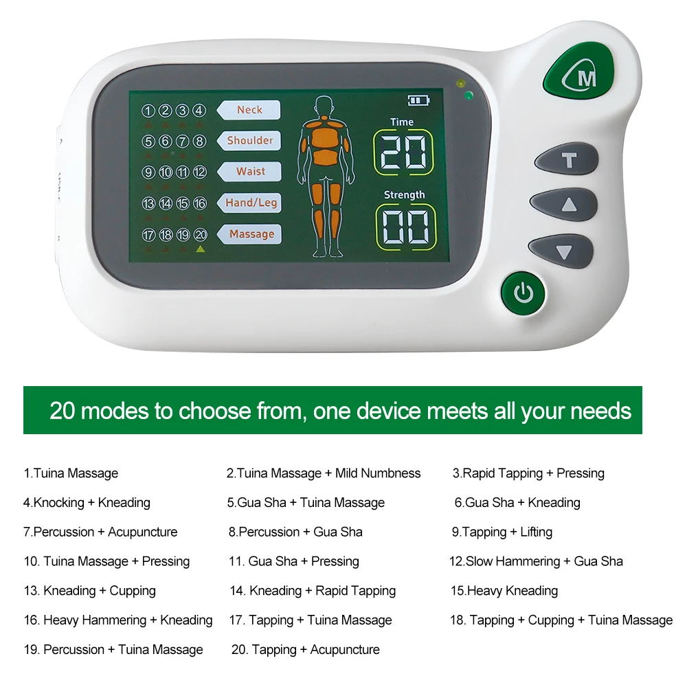 20 Modes Soft Electric Pulse Rechargeable Equipment Eletric Muscle Stimulator Low-Frequency Digital Meridian Portable Massager