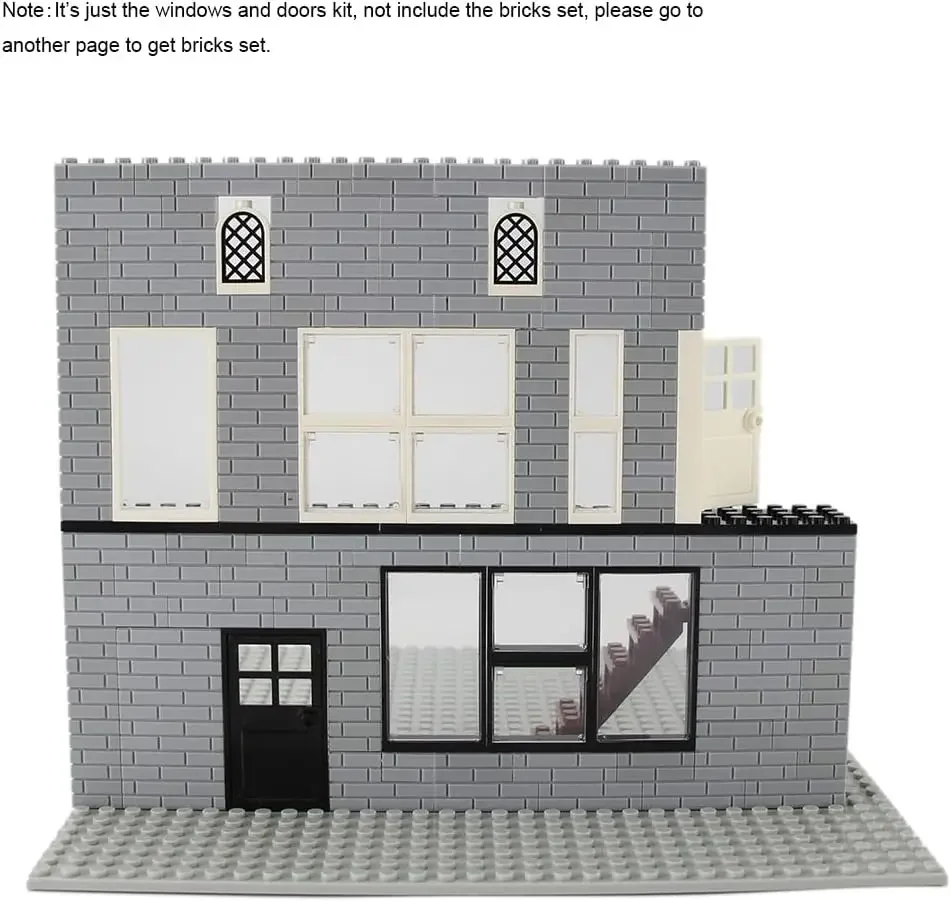 مجموعة النوافذ والأبواب ملحقات الديكور الداخلي MOC مجموعة مكعبات البناء 118 قطعة وأجزاء متوافقة مع العلامات التجارية الكبرى