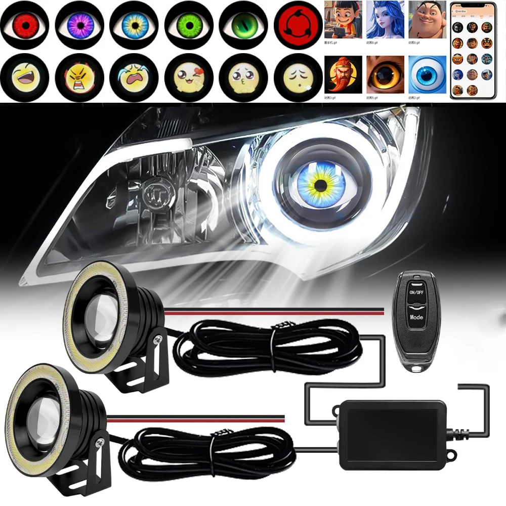 

2 шт. 3-дюймовые декоративные 3D-объективы «Глаз дьявола», круглый анимированный узор Halo 6/33/82, подходят для декоративных фонарей автомобиля/мотоцикла.