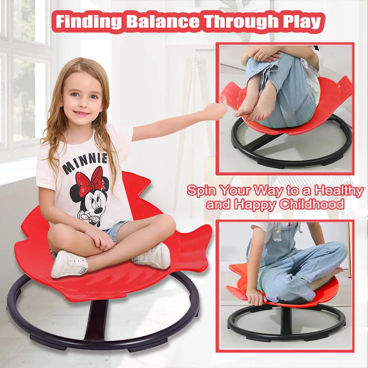 Sit and Spin Spinning Activity Toy for Toddlers, Wobble Chair - Sensory Spinning Seat for Kids, Autism Kids Swivel Chair