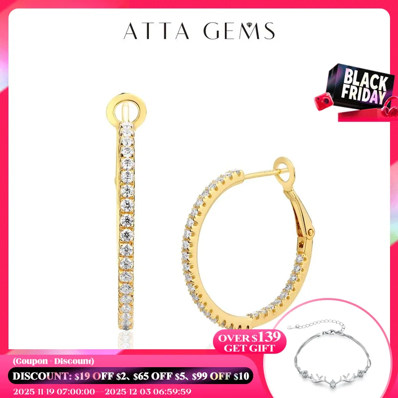 

Серьги-кольца женские из серебра 1,5 пробы с муассанитом, 925 мм