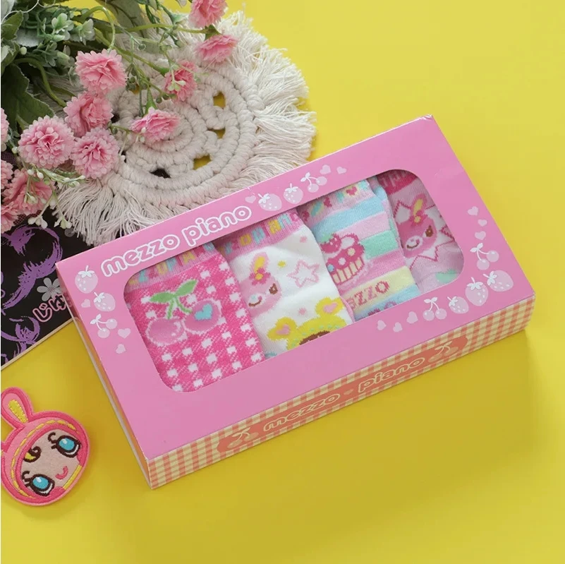 Japanese Cartoon Cute Sweet Love Rabbit Embroidery Girl Fairy Core Toddler Socks Y2k Aesthetic Children Clothing Baby Girl Socks