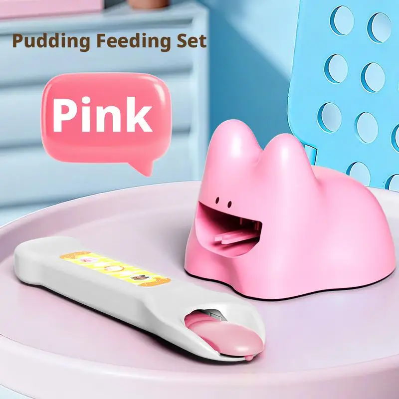 Rabbit Pudding Pretend Play Feeding Set Kids Simulation Play House Toy Early Education Interactive Toy with Kid-Safe Material